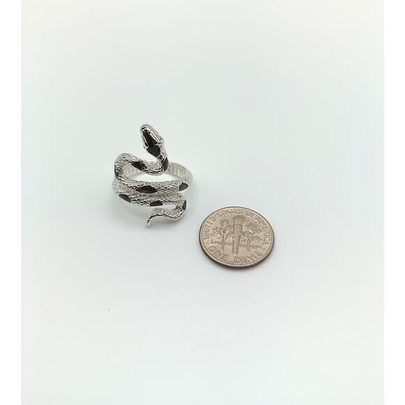 New Adjustable Black Enamel Snake Ring - Picture 5 of 5